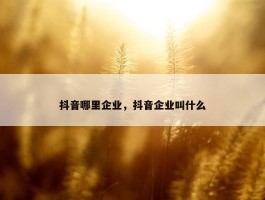 抖音哪里企业，抖音企业叫什么