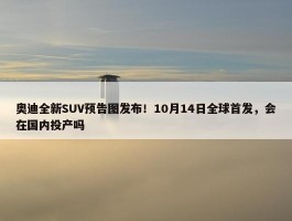 奥迪全新SUV预告图发布！10月14日全球首发，会在国内投产吗