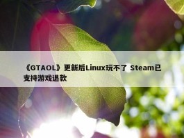 《GTAOL》更新后Linux玩不了 Steam已支持游戏退款