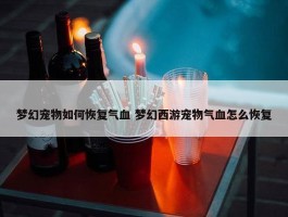 梦幻宠物如何恢复气血 梦幻西游宠物气血怎么恢复