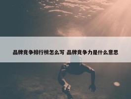 品牌竞争排行榜怎么写 品牌竞争力是什么意思