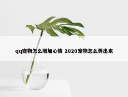 qq宠物怎么增加心情 2020宠物怎么弄出来