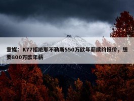 意媒：K77拒绝那不勒斯550万欧年薪续约报价，想要800万欧年薪