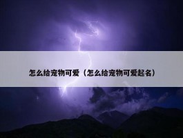 怎么给宠物可爱（怎么给宠物可爱起名）