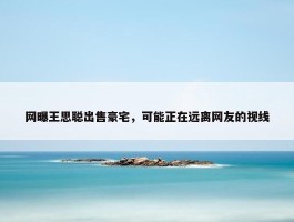 网曝王思聪出售豪宅，可能正在远离网友的视线