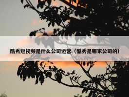 酷秀短视频是什么公司运营（酷秀是哪家公司的）