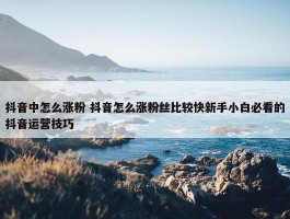 抖音中怎么涨粉 抖音怎么涨粉丝比较快新手小白必看的抖音运营技巧