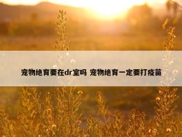 宠物绝育要在dr室吗 宠物绝育一定要打疫苗