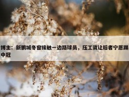 博主：新鹏城冬窗接触一边路球员，压工资让后者宁愿踢中冠