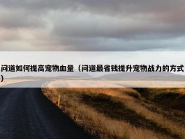 问道如何提高宠物血量（问道最省钱提升宠物战力的方式）