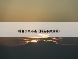 抖音小凤不该（抖音小凤资料）