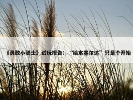 《勇敢小骑士》试玩报告：“绘本塞尔达”只是个开始