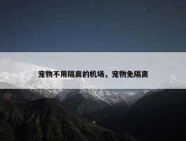 宠物不用隔离的机场，宠物免隔离