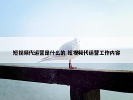 短视频代运营是什么的 短视频代运营工作内容