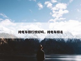 纯电车排行榜好吗，纯电车排名