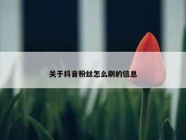 关于抖音粉丝怎么刷的信息