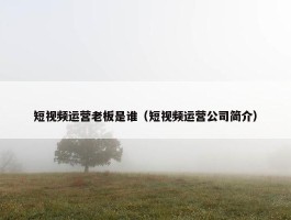 短视频运营老板是谁（短视频运营公司简介）