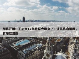 即将开播！王志文12集悬疑大剧来了！演员阵容深厚，有爆款潜质