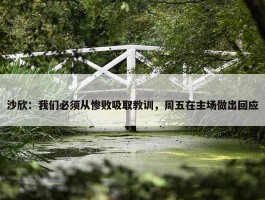 沙欣：我们必须从惨败吸取教训，周五在主场做出回应