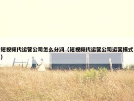 短视频代运营公司怎么分润（短视频代运营公司运营模式）