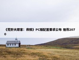 《荒野大镖客：救赎》PC版配置要求公布 推荐2070