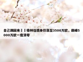 自己踢回来❗️格林伍德身价涨至3500万欧，巅峰5000万欧一度清零