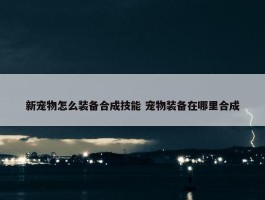 新宠物怎么装备合成技能 宠物装备在哪里合成