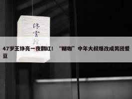 47岁王铮亮一夜翻红！“糊咖”中年大叔爆改成男团爱豆