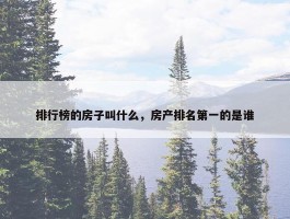 排行榜的房子叫什么，房产排名第一的是谁