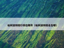 哈利波特排行榜在哪开（哈利波特排名在哪）