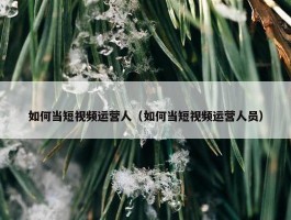 如何当短视频运营人（如何当短视频运营人员）