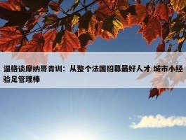 温格谈摩纳哥青训：从整个法国招募最好人才 城市小经验足管理棒