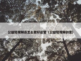 公益短视频该怎么做好运营（公益短视频创意）