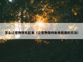 怎么让宠物快乐起来（让宠物保持身体健康的方法）