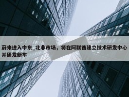 蔚来进入中东_北非市场，将在阿联酋建立技术研发中心并研发新车