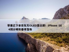 苹果已下单京东方OLED显示屏！iPhone SE 4预计明年春季发布