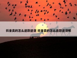 抖音卖的怎么退款退货 抖音卖的怎么退款退货呢