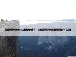 学短视频怎么运营的好，想学短视频运营报什么班