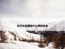 关于抖音鹿晗什么梗的信息