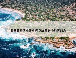 哪里看战区排行榜啊 怎么看各个战区战力