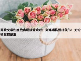 郑钦文带伤鏖战离场接受欢呼！央媒曝伤到指关节：无论输赢都是王