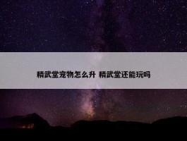 精武堂宠物怎么升 精武堂还能玩吗