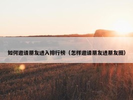 如何邀请朋友进入排行榜（怎样邀请朋友进朋友圈）