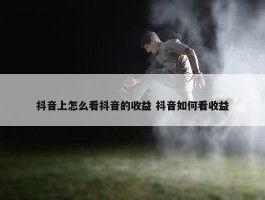 抖音上怎么看抖音的收益 抖音如何看收益