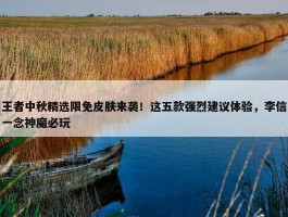 王者中秋精选限免皮肤来袭！这五款强烈建议体验，李信一念神魔必玩