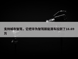 支持城市智驾，它把华为智驾新能源车拉到了16.69万