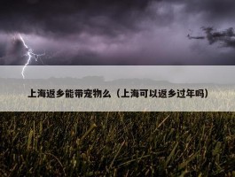 上海返乡能带宠物么（上海可以返乡过年吗）