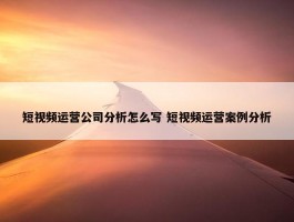 短视频运营公司分析怎么写 短视频运营案例分析