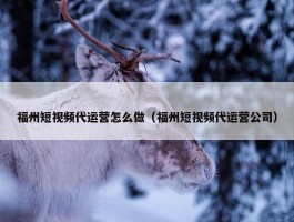 福州短视频代运营怎么做（福州短视频代运营公司）