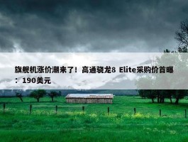 旗舰机涨价潮来了！高通骁龙8 Elite采购价首曝：190美元